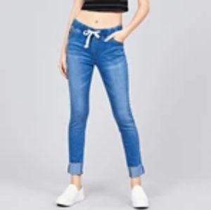 Ladies fashion waist drawstring elastic